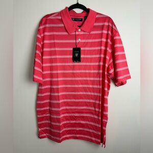 Oxford Golf Men's Pink Striped Polo Shirt
